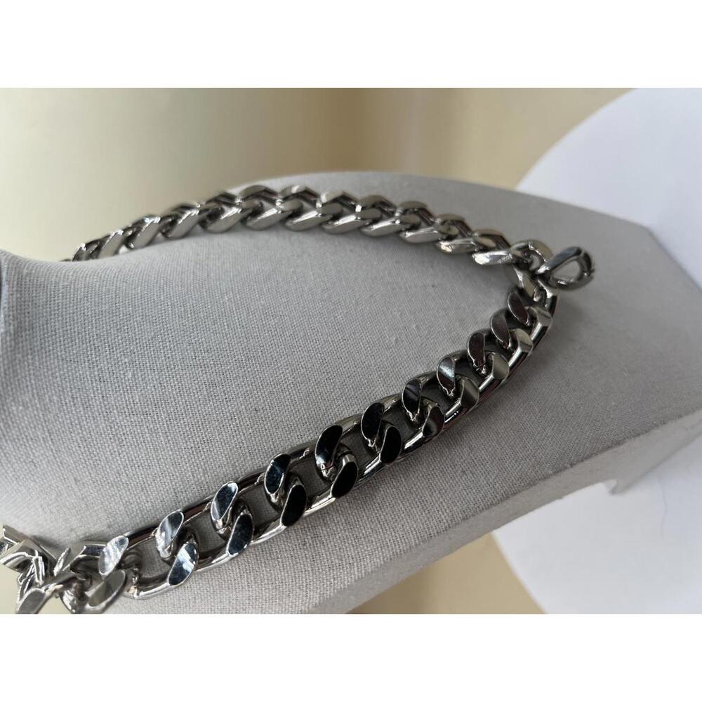 Silver Tone Chunky Thick Chain Necklace - Picture 8 of 10